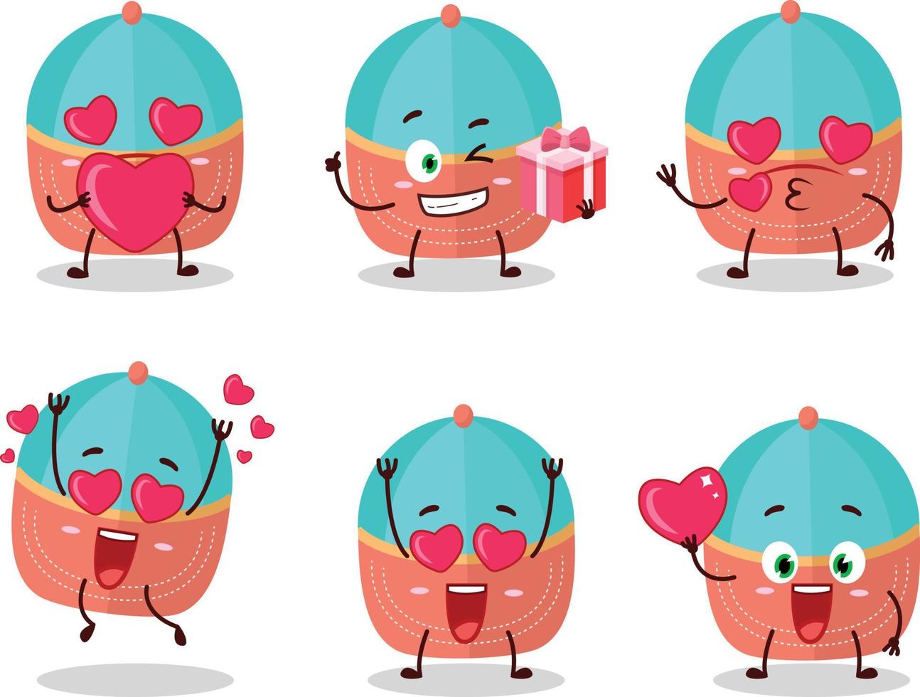 Hat cartoon character with love cute emoticon vector