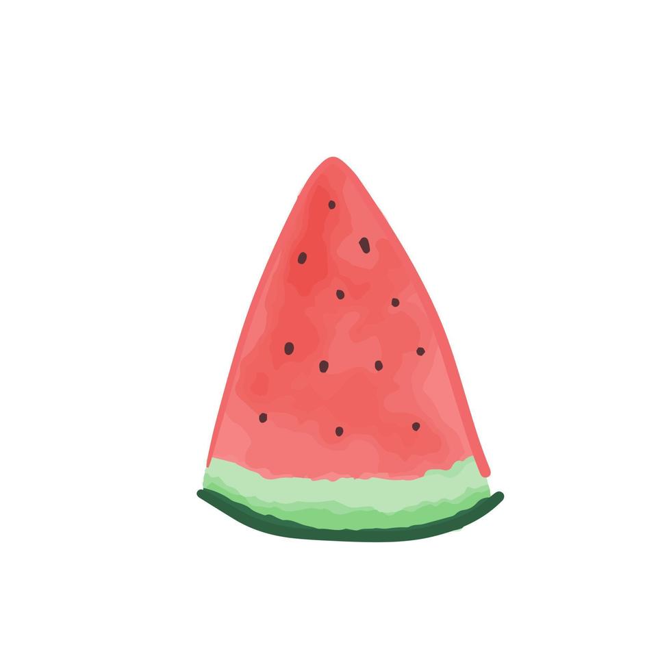 Watercolor hand drawn cute watermelon piece artwork vector