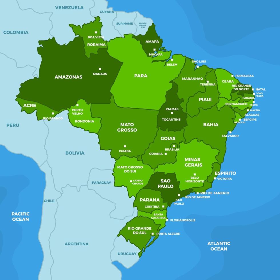 mapa del país de brasil vector