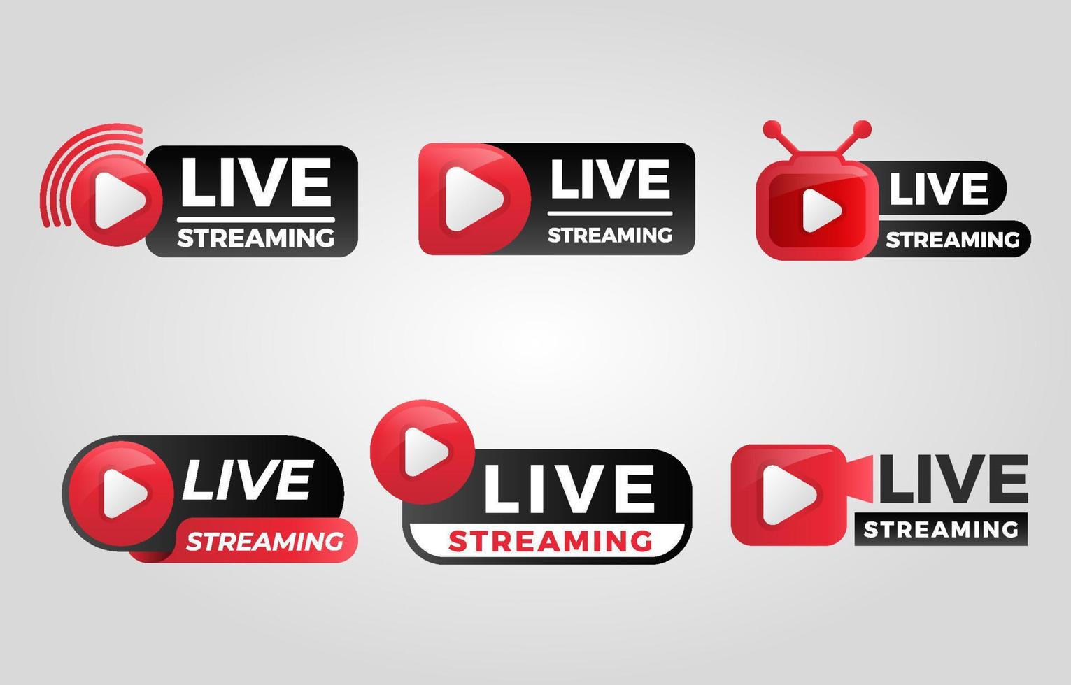 Live Streaming Labels Set vector
