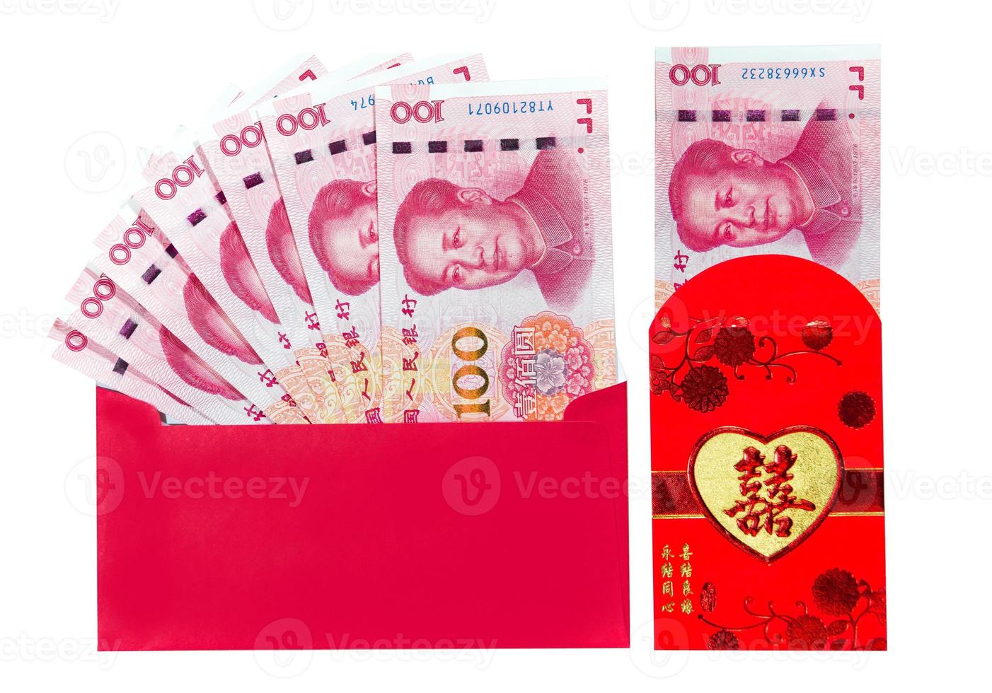 Yuan or RMB, Chinese Currency with red envelope photo