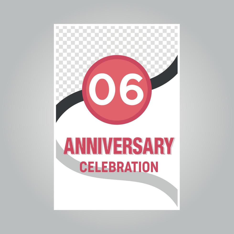 06 years anniversary vector invitation card Template of invitational for print on gray background