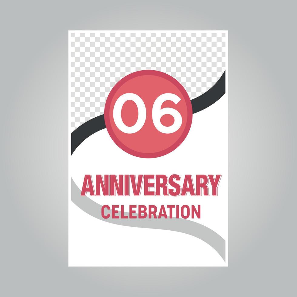 06 years anniversary vector invitation card Template of invitational for print on gray background