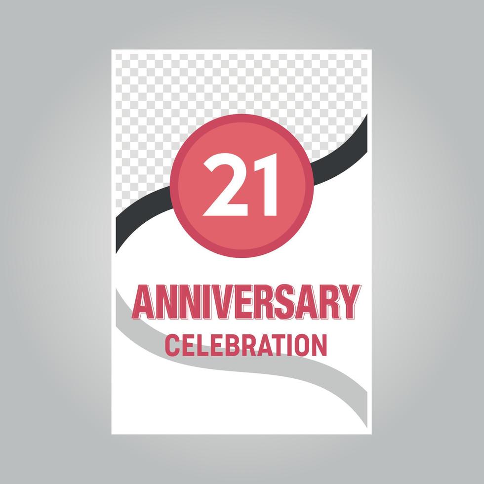 21 years anniversary vector invitation card Template of invitational for print on gray background