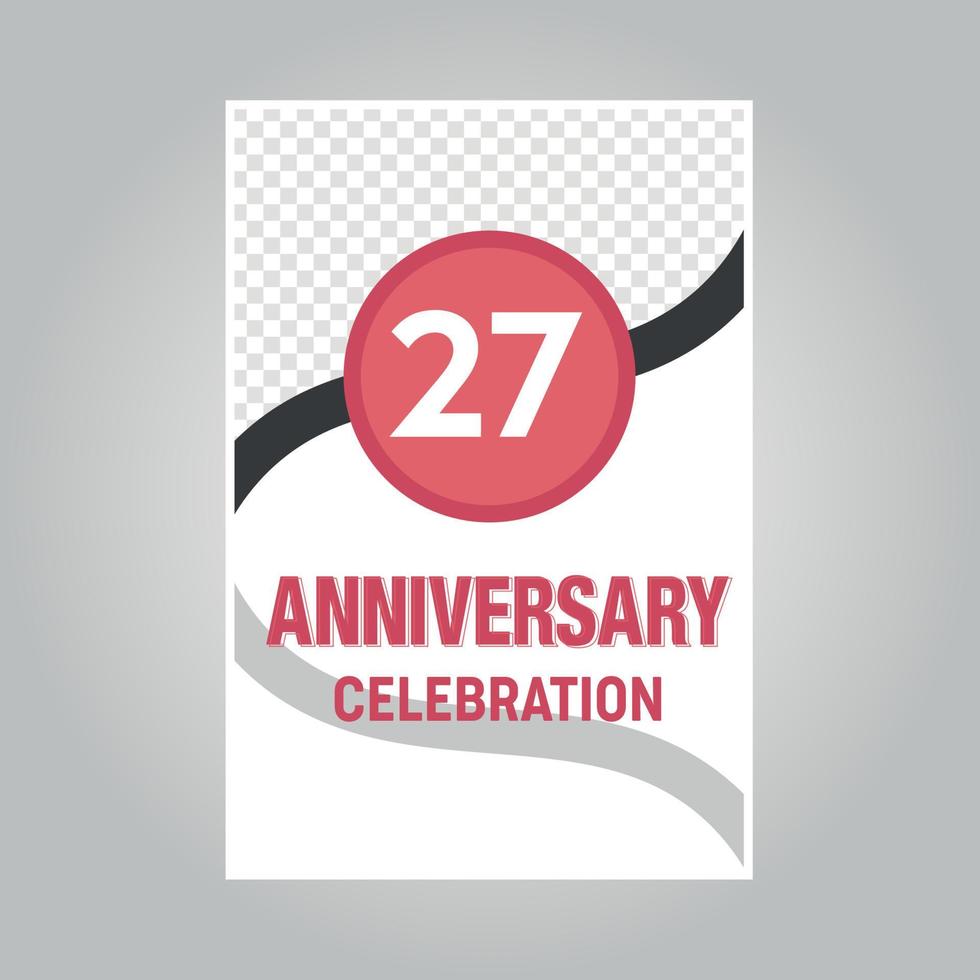 27 years anniversary vector invitation card Template of invitational for print on gray background