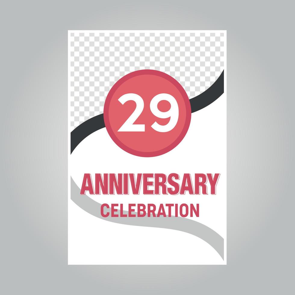 29 years anniversary vector invitation card Template of invitational for print on gray background