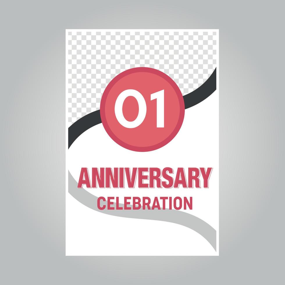 01 years anniversary vector invitation card Template of invitational for print on gray background