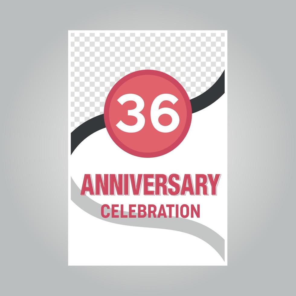 36 years anniversary vector invitation card Template of invitational for print on gray background