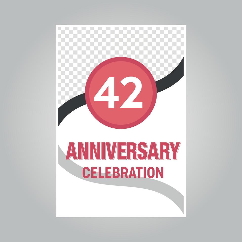 42 years anniversary vector invitation card Template of invitational for print on gray background