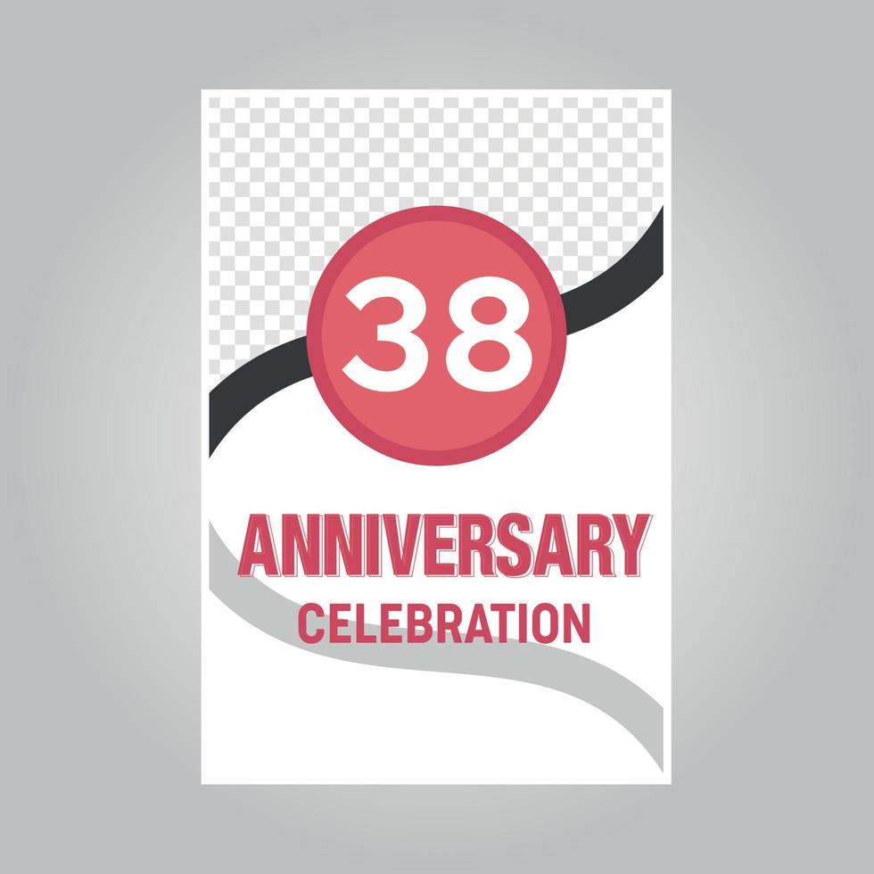 38 years anniversary vector invitation card Template of invitational for print on gray background