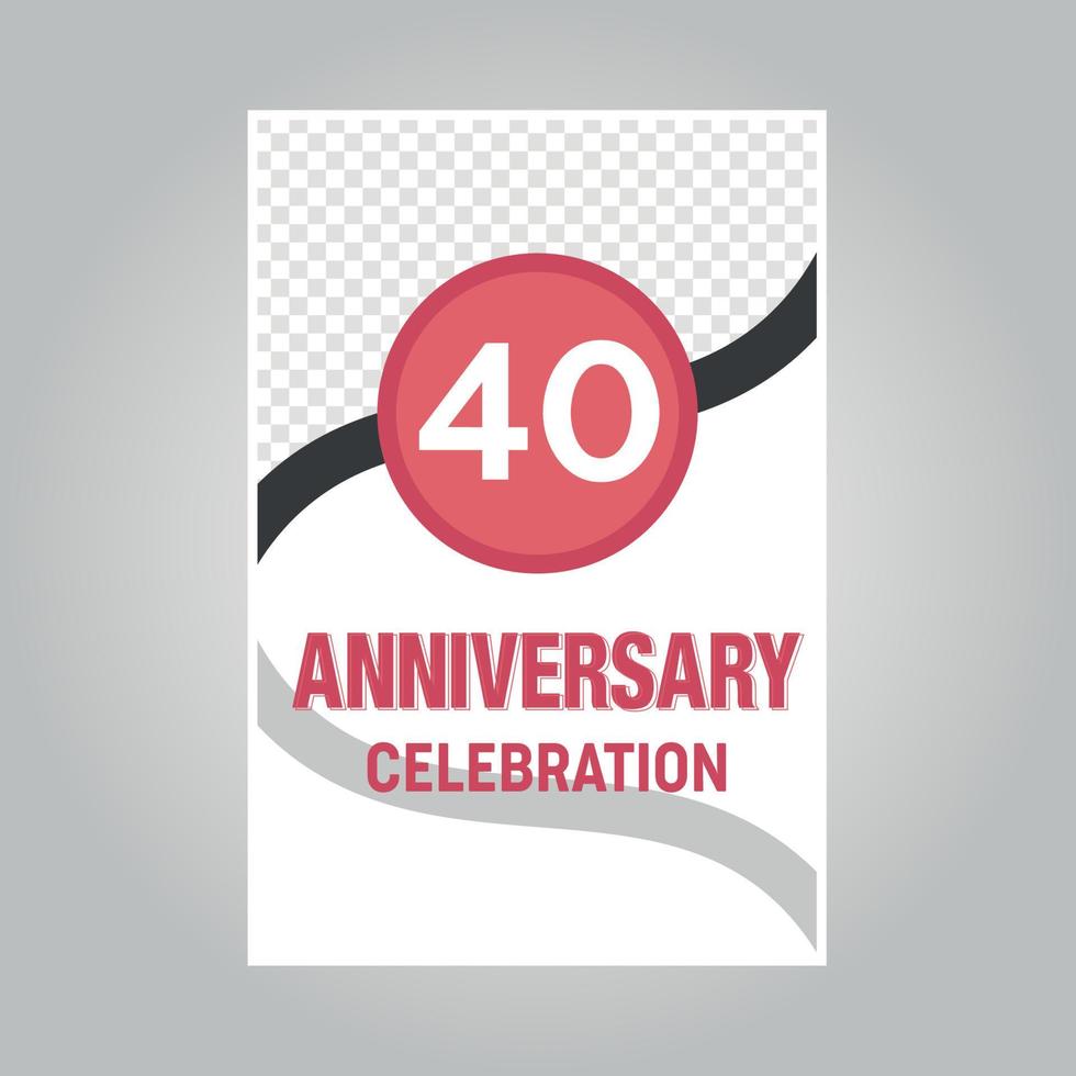 40 years anniversary vector invitation card Template of invitational for print on gray background