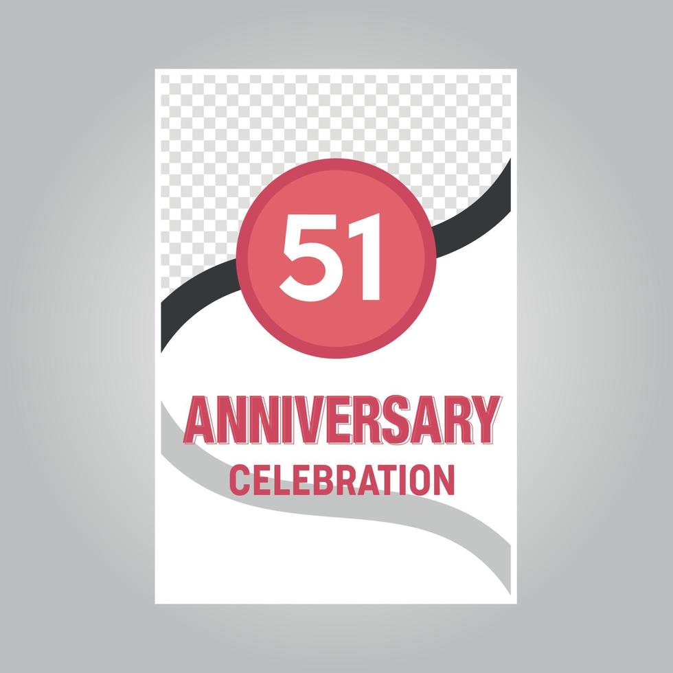 51 years anniversary vector invitation card Template of invitational for print on gray background