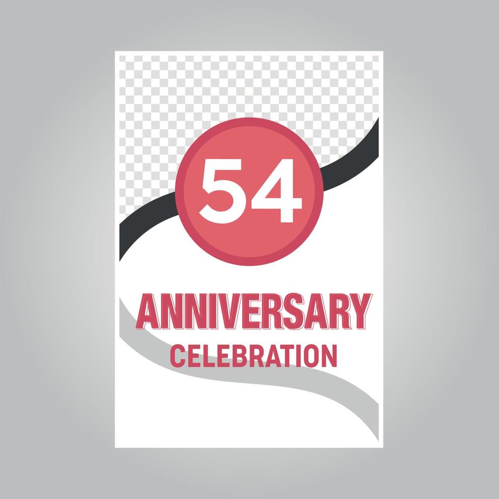 54 years anniversary vector invitation card Template of invitational for print on gray background