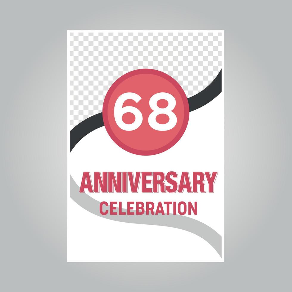 68 years anniversary vector invitation card Template of invitational for print on gray background