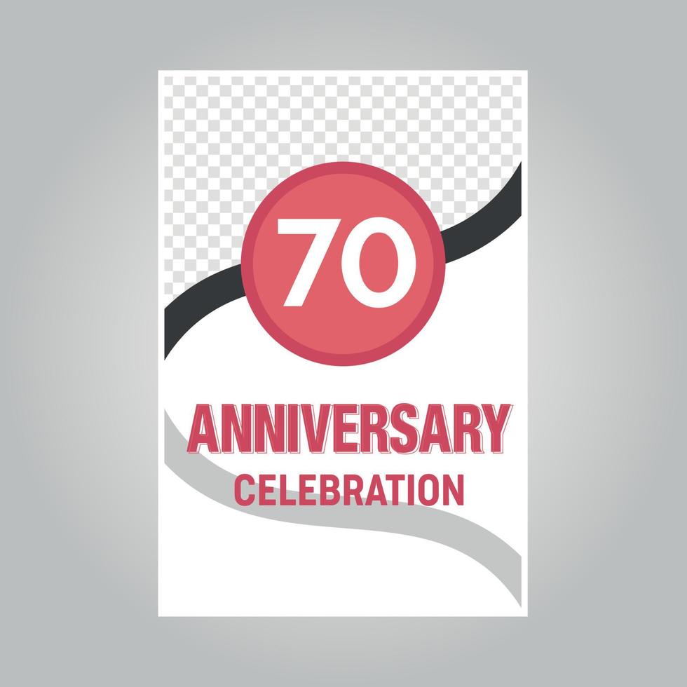 70 years anniversary vector invitation card Template of invitational for print on gray background