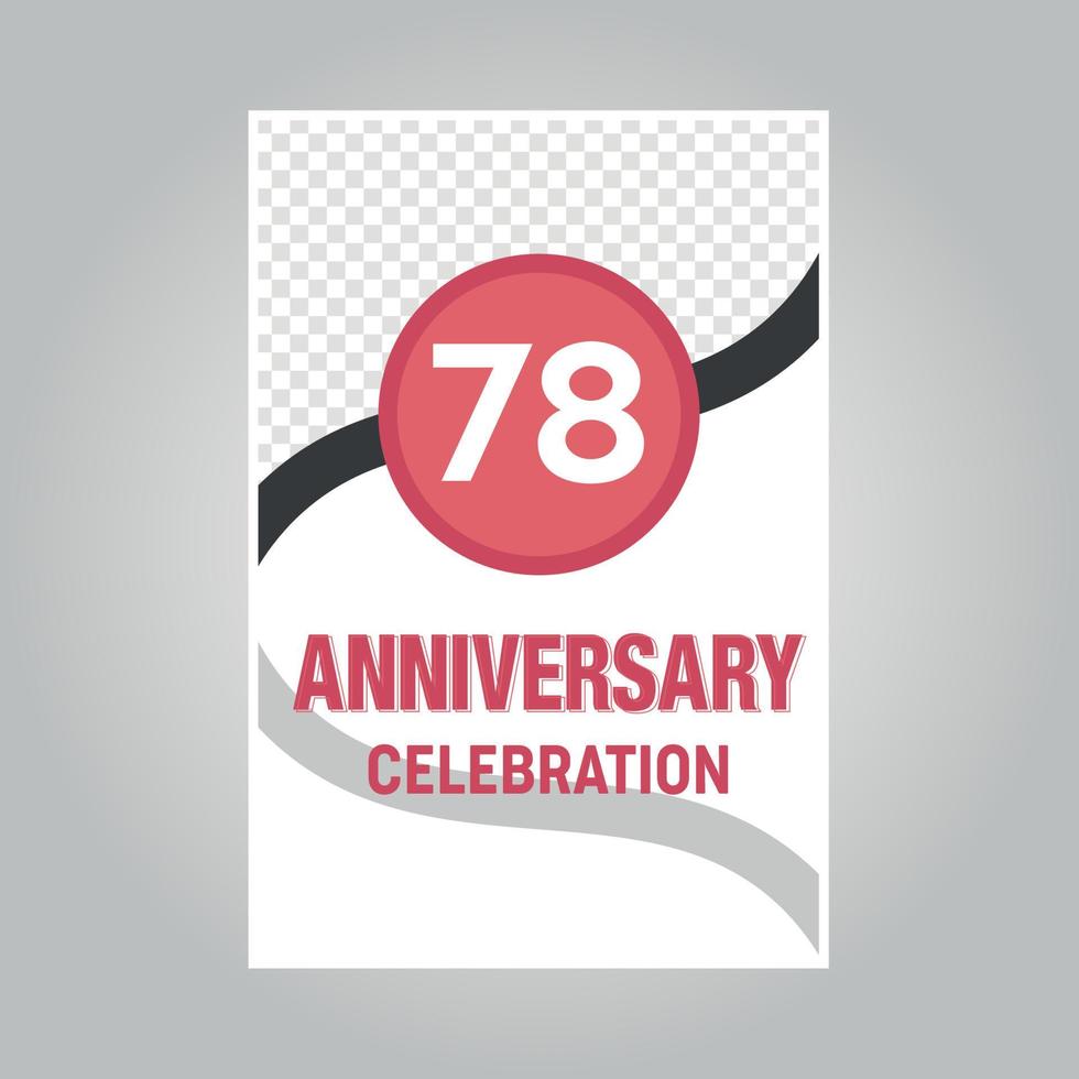 78 years anniversary vector invitation card Template of invitational for print on gray background