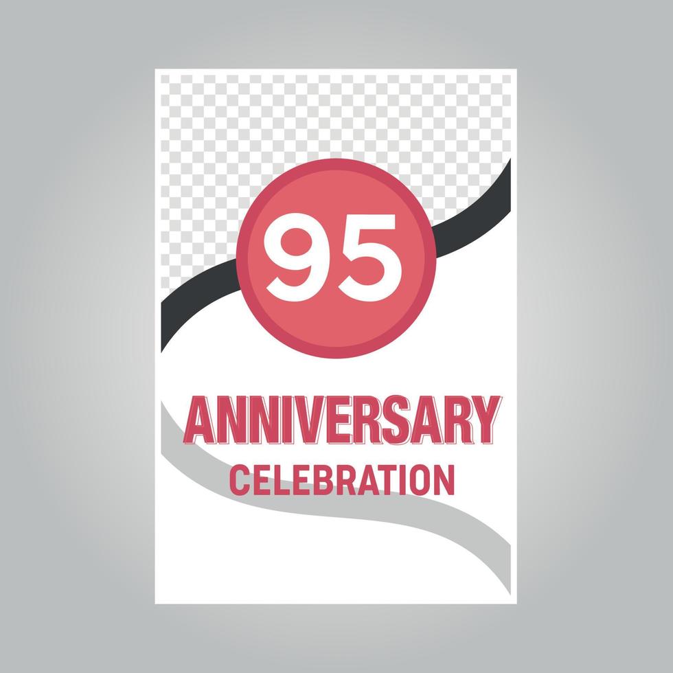 95 years anniversary vector invitation card Template of invitational for print on gray background