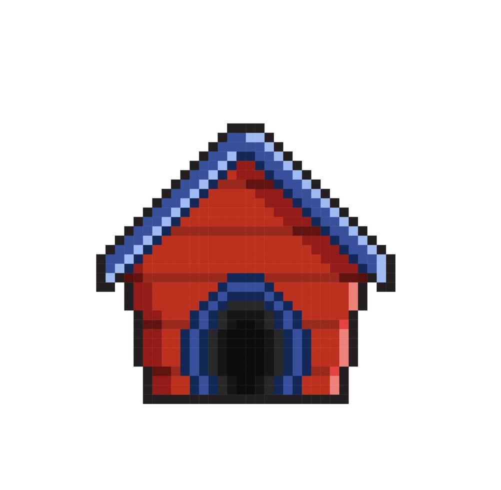 pet house in pixel art style vector