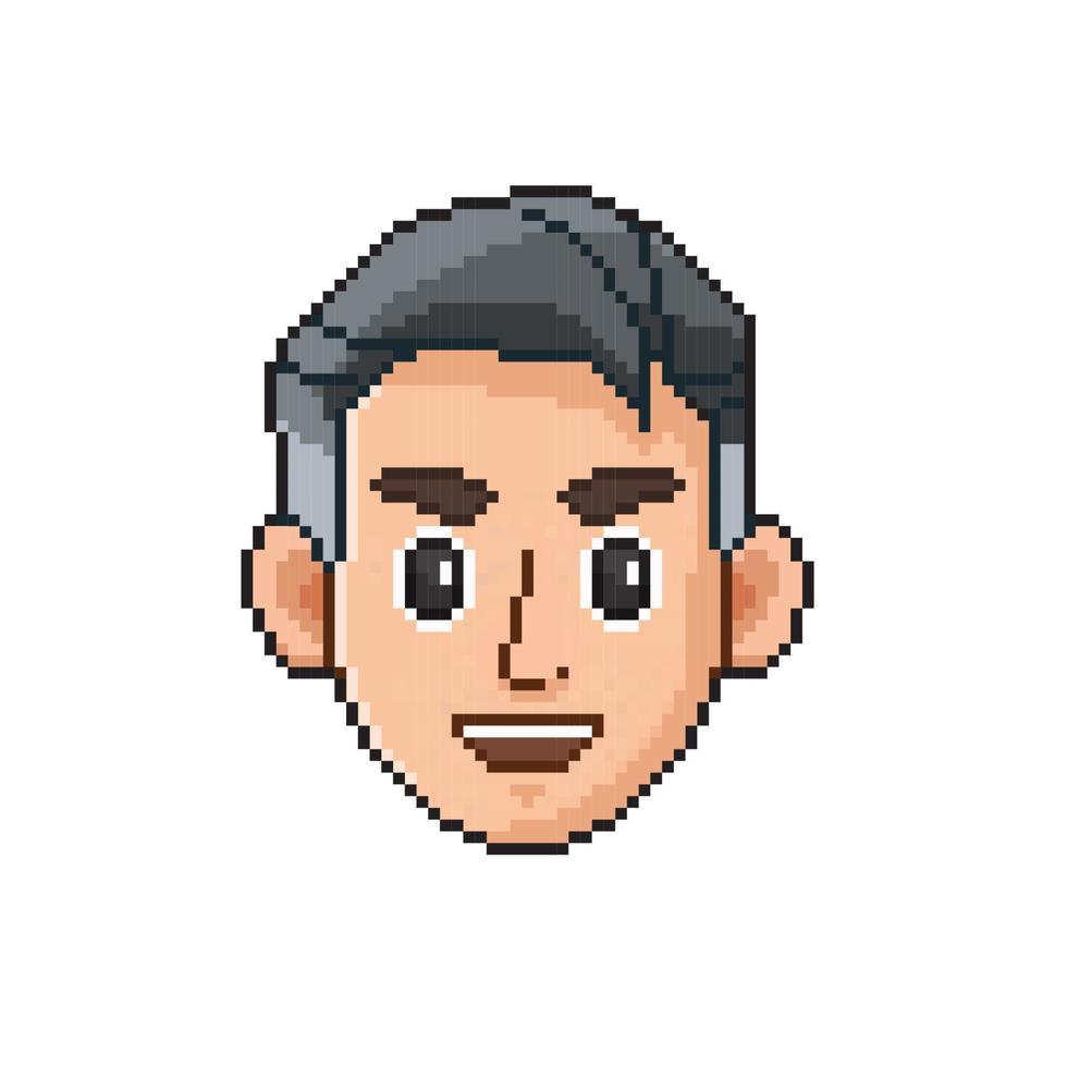 smile gentleman head in pixel art style vector