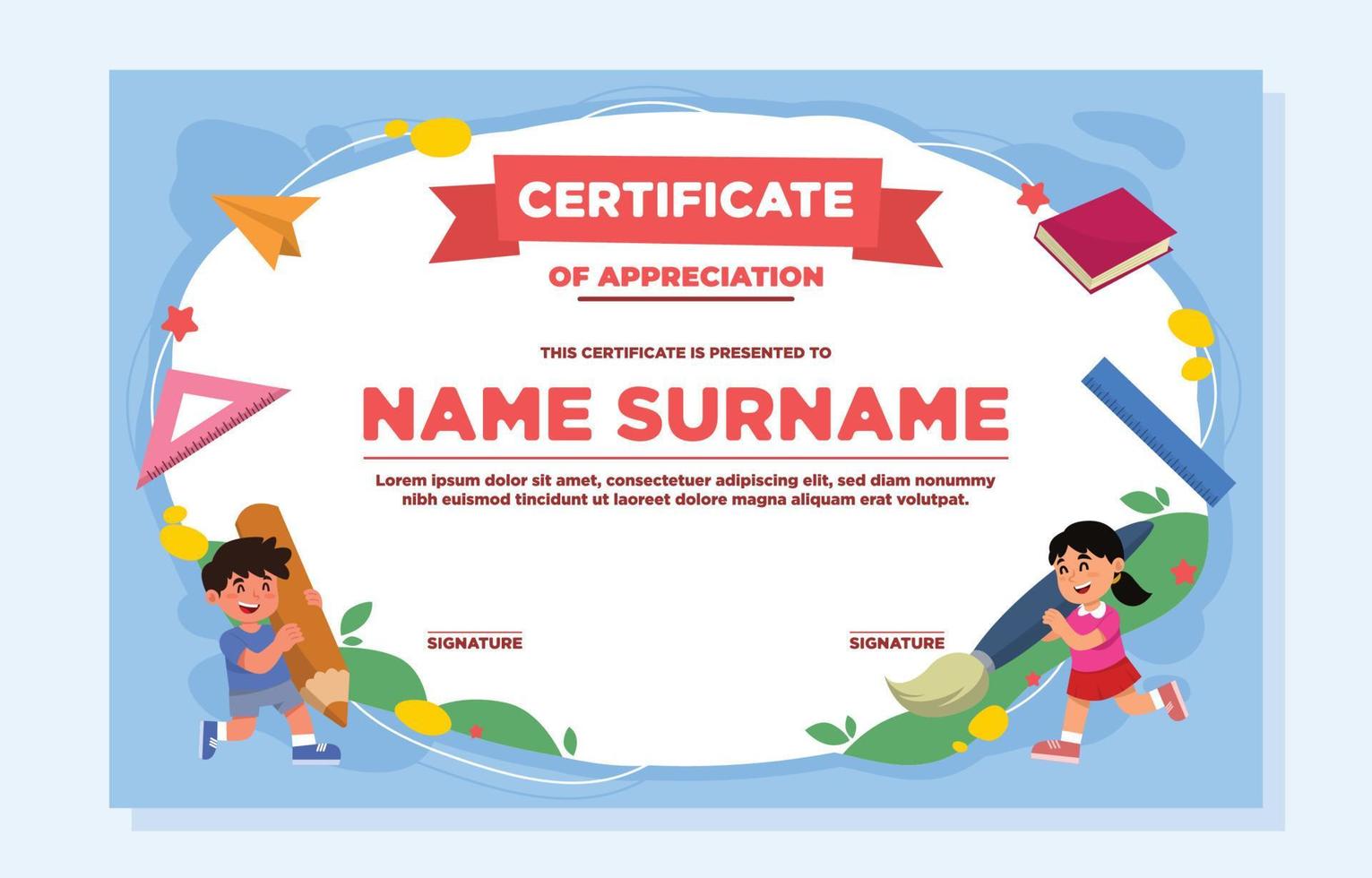 Fun Children Certificate Design Background vector