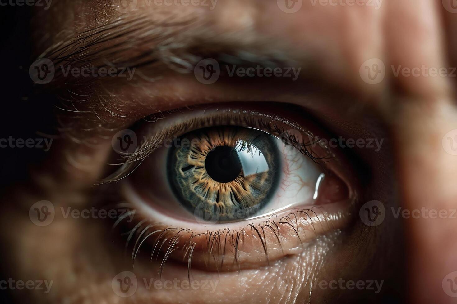 Wide opened male eye photo