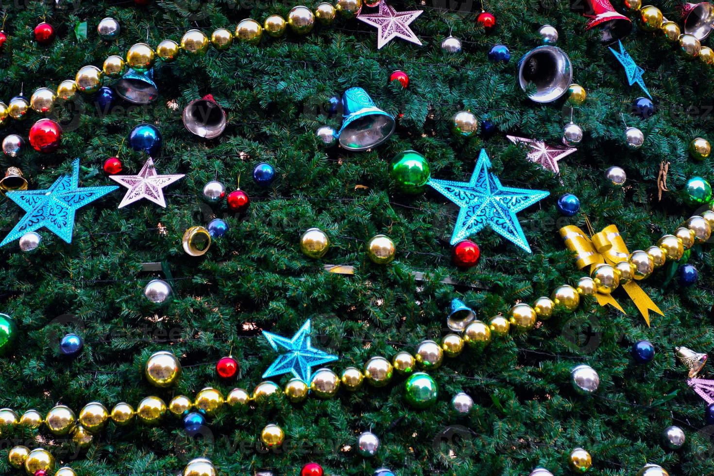 Christmas tree and decorations and lights photo