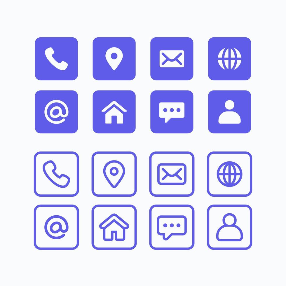 Business Card Contact Icons vector