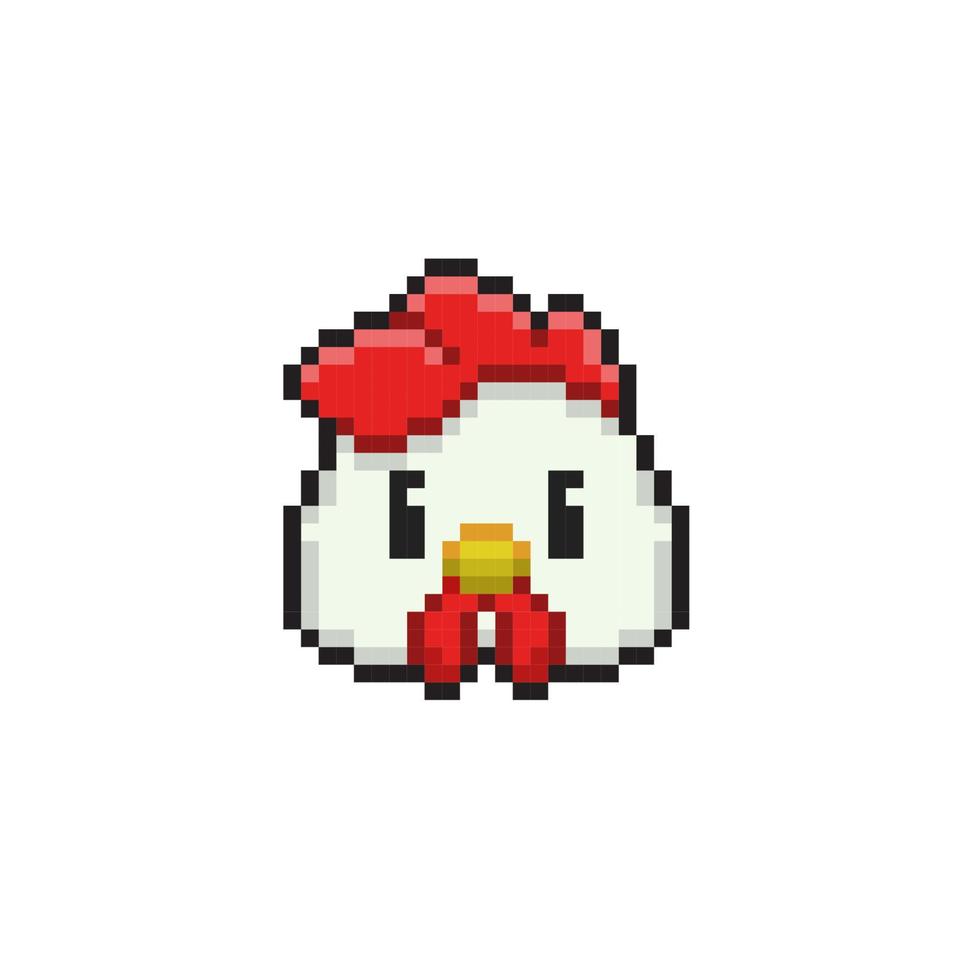 chicken head in pixel art style vector