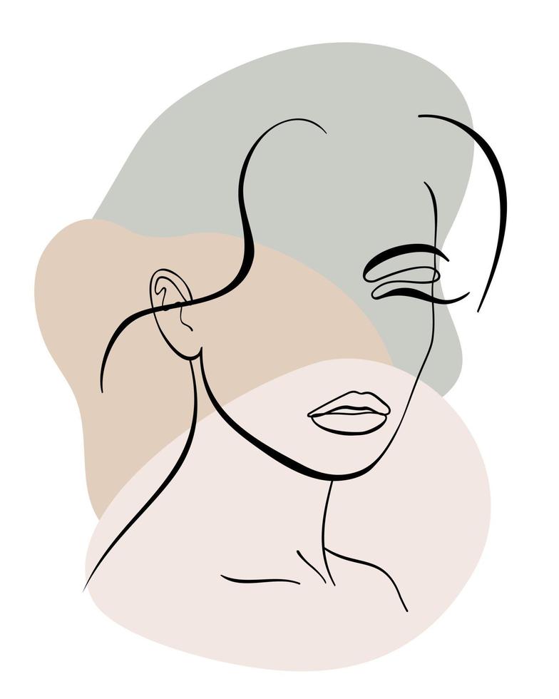 Trendy fashion  lineart portrait of a girl vector