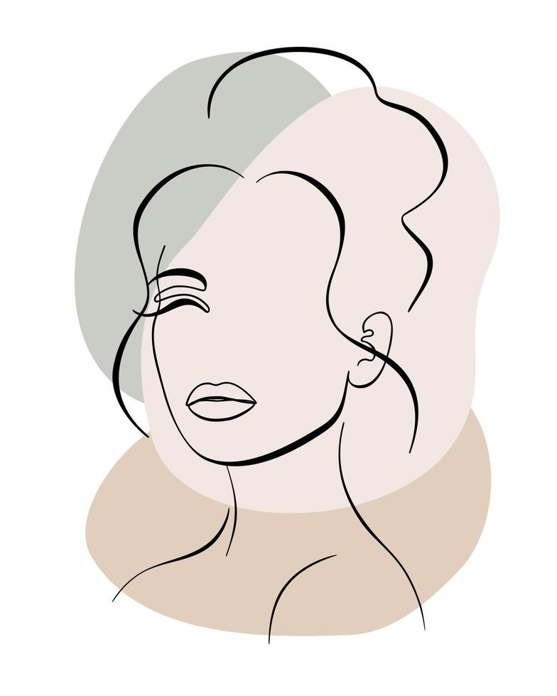 Trendy fashion  lineart portrait of a woman vector