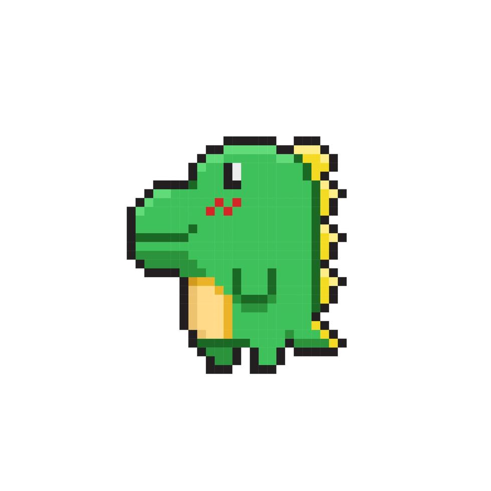 cute dinosaur in pixel art style vector