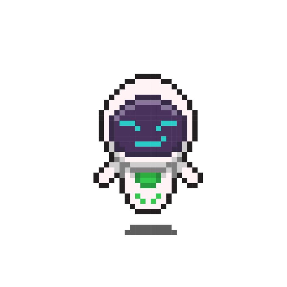 white robot with smile face in pixel art style vector