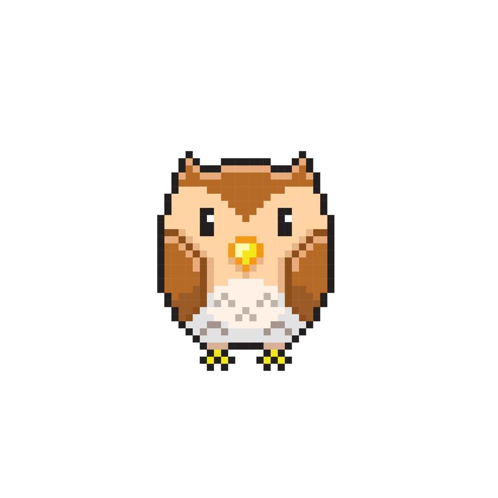 cute owl in pixel art style vector