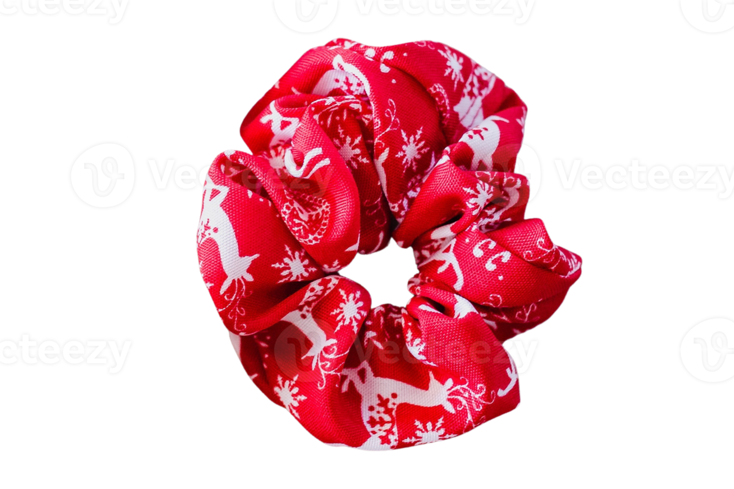 Red cotton scrunchy isolated on a transparent background png