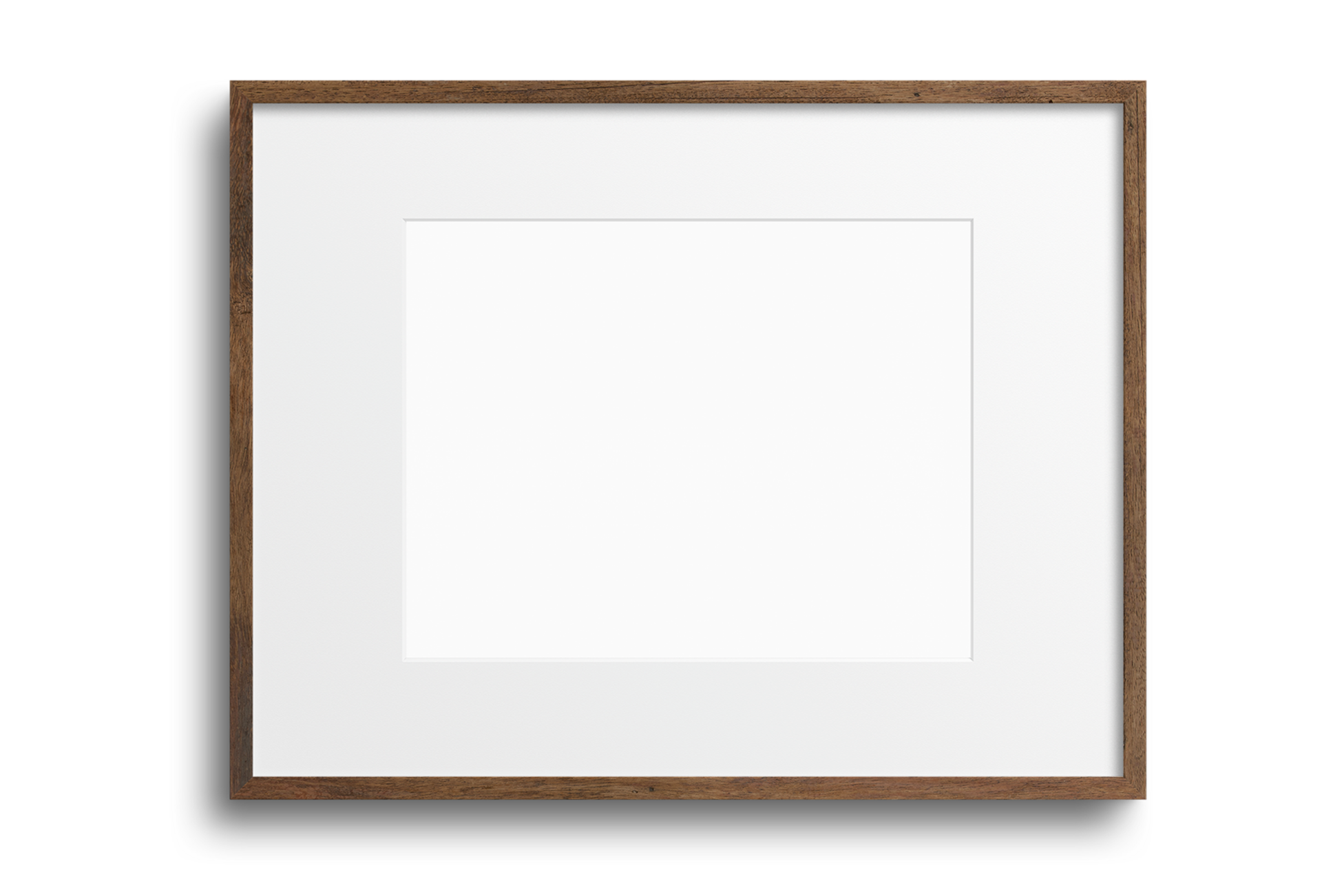 Brown landscape picture frame mockup isolated on a transparent
