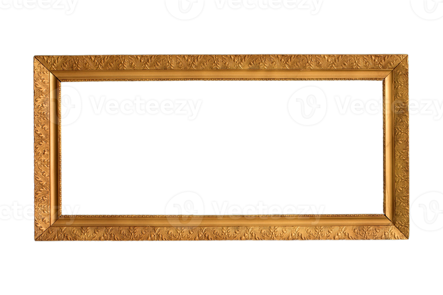 Golden landscape picture frame isolated on a transparent background