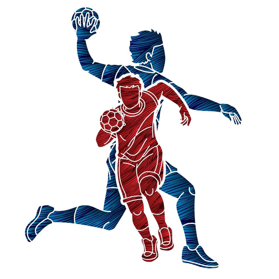 Group of Handball Sport Male Players vector