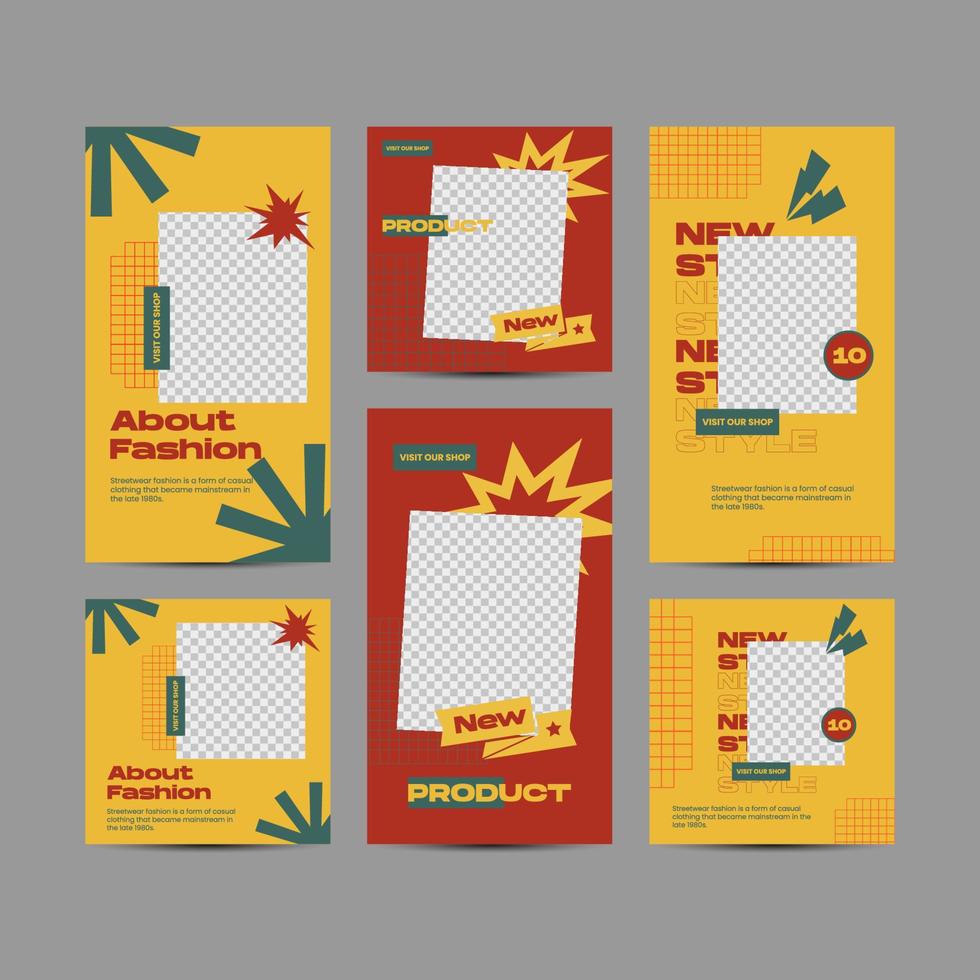 Retro style for fashion sale social media post and story templates vector