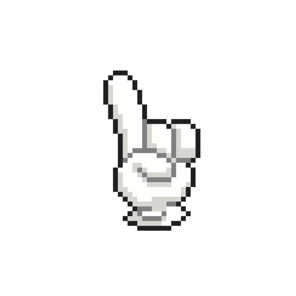 one finger up gesture in pixel art style vector