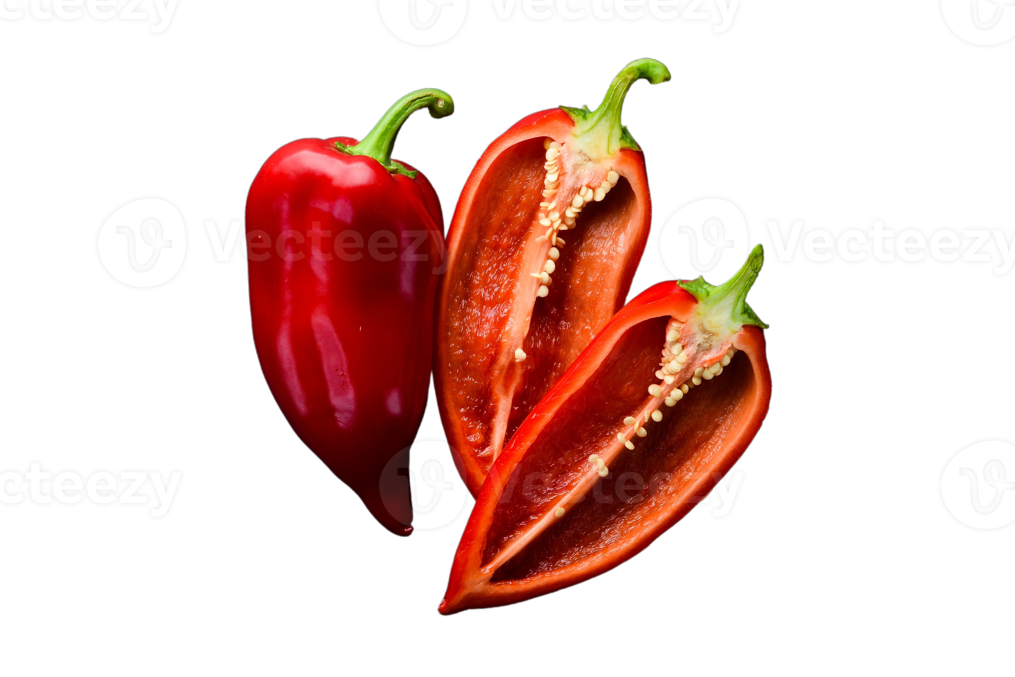 Red paprikas isolated on a transparent background png