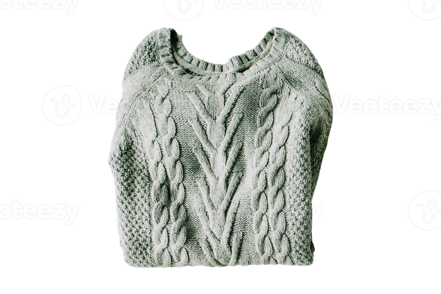 Green hand knit sweater isolated on a transparent background png