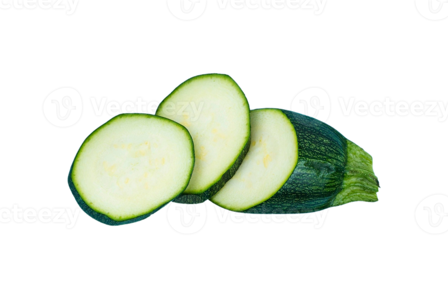 Slices of zucchini isolated on a transparent background png