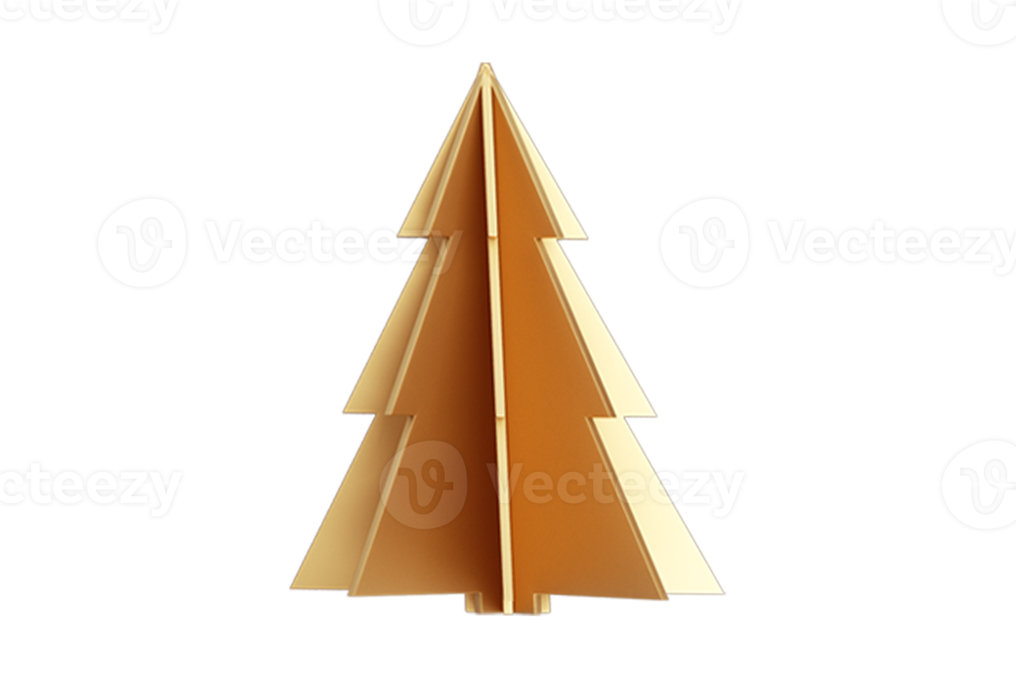 Golden christmas tree decoration isolated on a transparent background png