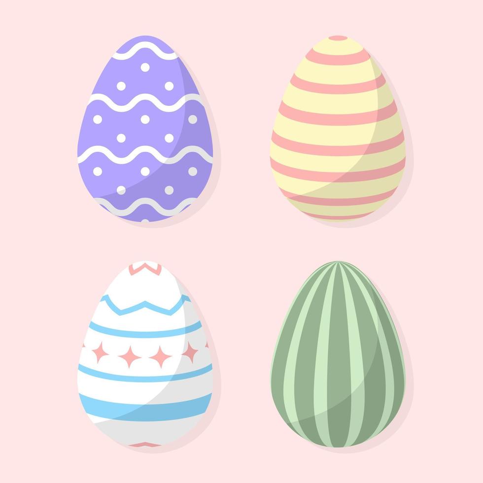 Set of cute flat style easter egg collection vector