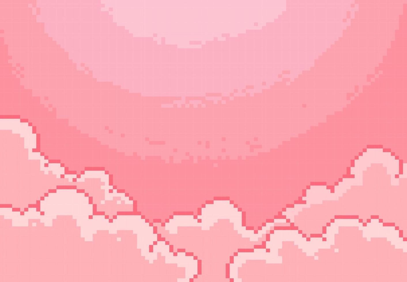 pink cloud background in pixel art style vector