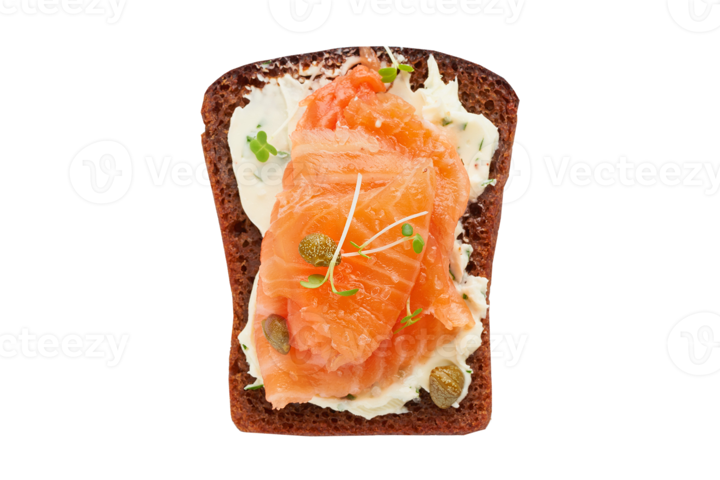 Toast mit Lachs Frühstück isoliert auf ein transparent Hintergrund png