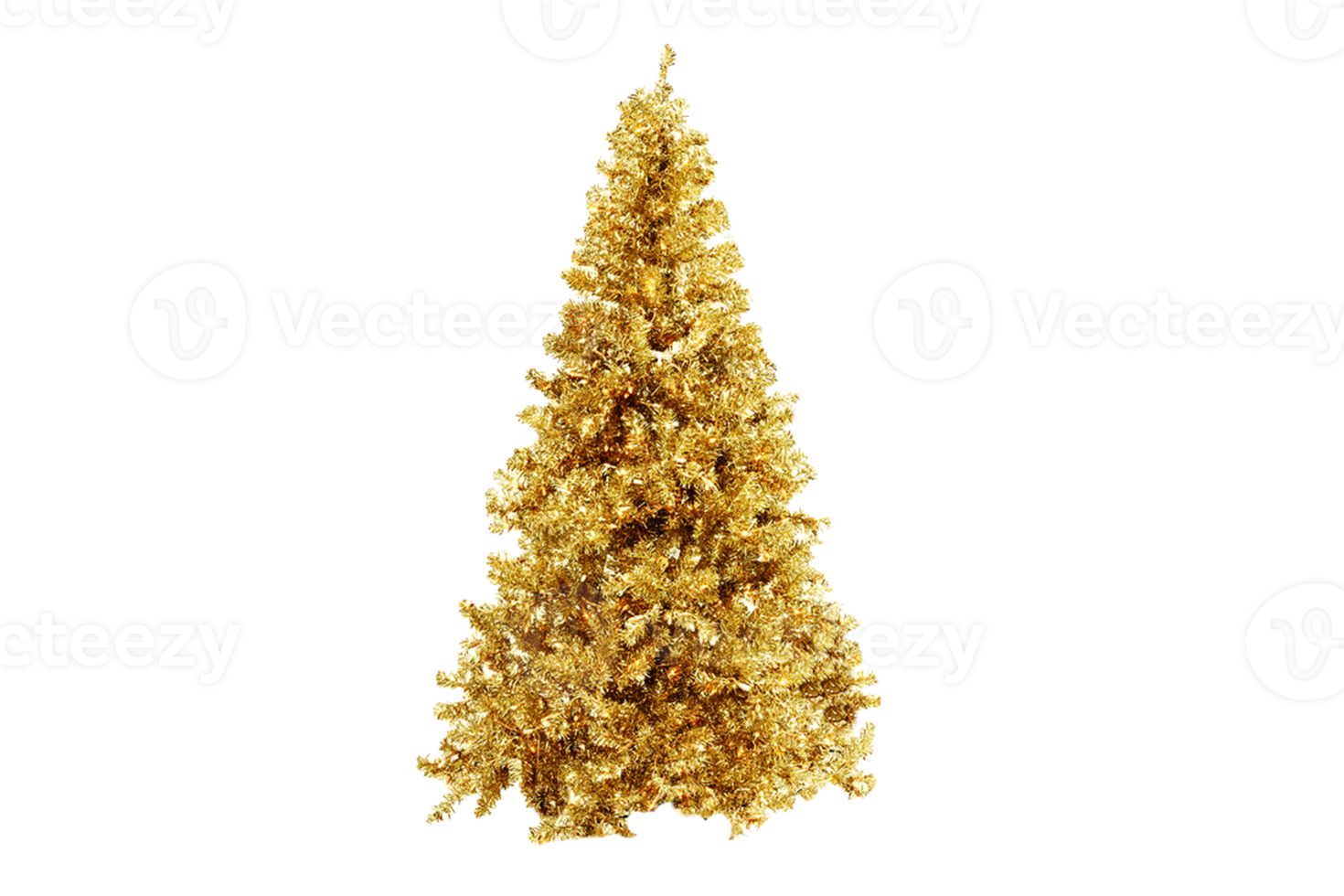 Goldweihnachtsbaum lokalisiert auf einem transparenten Hintergrund png