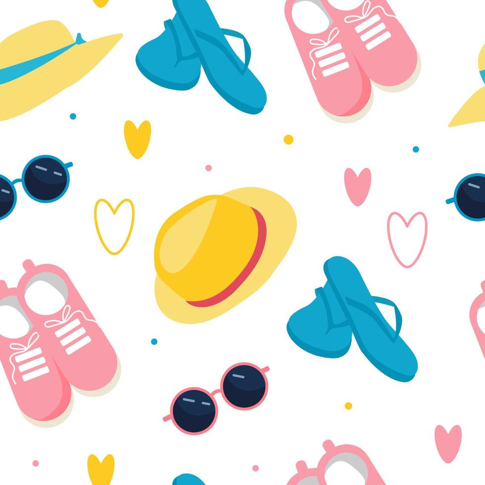 Seamless Pattern with Travel accessories. For your design of textile, paper, postcard. Flat vector illustration.