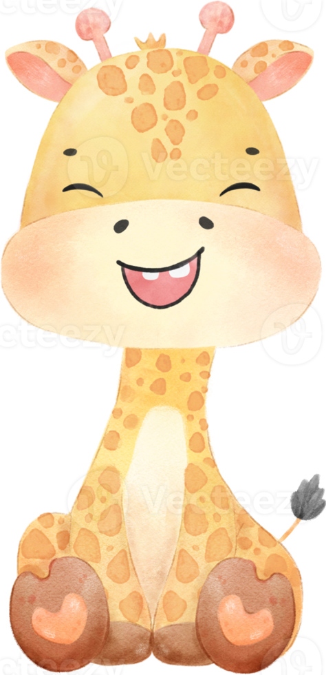 acuarela linda contento bebé jirafa animal dibujos animados mano dibujado png