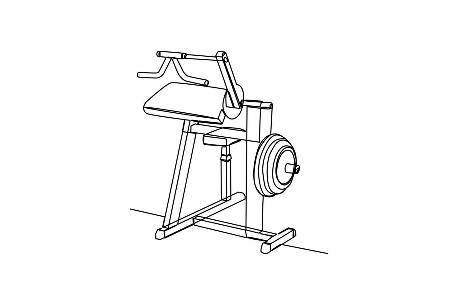 soltero una línea dibujo un tricep máquina a construir triceps músculo. aptitud herramientas concepto. continuo línea dibujo diseño gráfico vector ilustración.